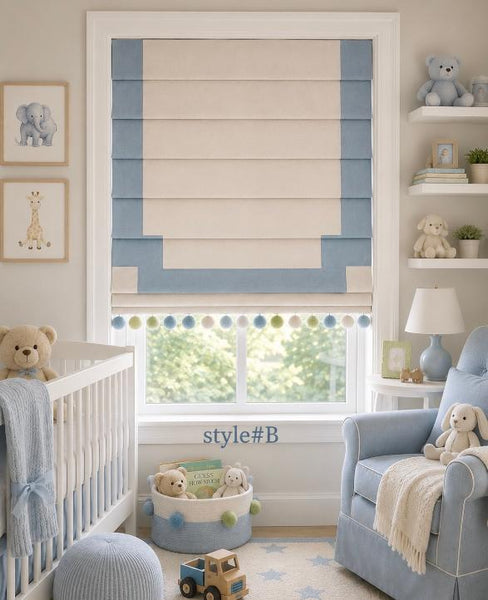 Info Roman Shade  #400  (Ribbon on 3 Sides with Trim)
