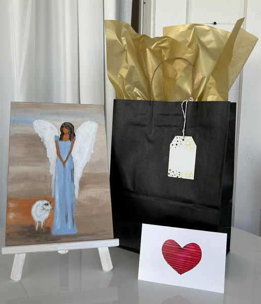 SOLD #A6  Angel with Small Sheep