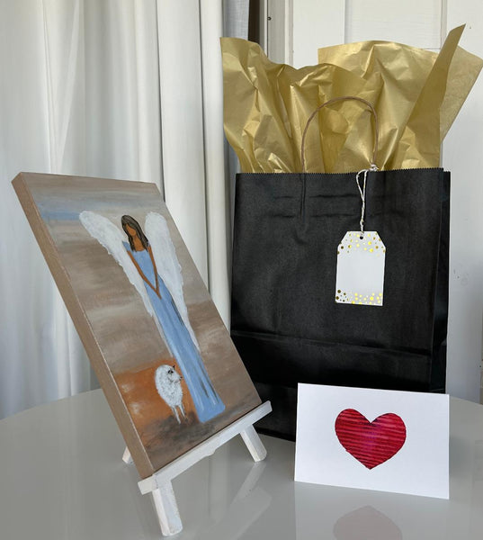 SOLD #A6  Angel with Small Sheep