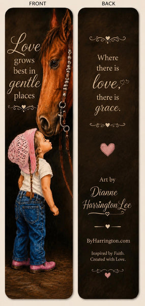 Bookmark -  Little Cowgirl Kissing Horse