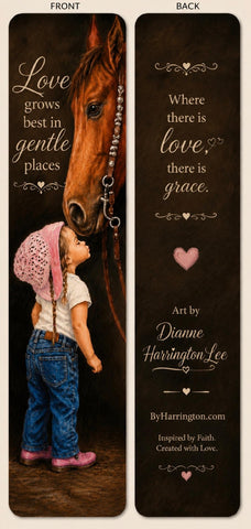 Bookmark -  Little Cowgirl Kissing Horse