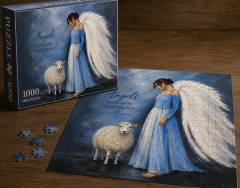 500 Piece Designer Puzzle - Angel with Sheep