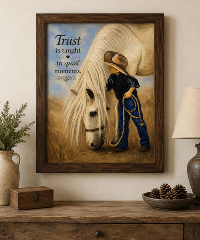 Framed Print 11" X 14" - Boy With His Horse -  (Healing Art)
