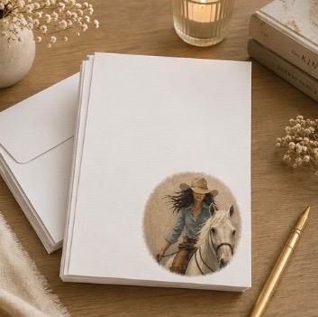 Designer Stationery - Cowgirl Riding Her Horse
