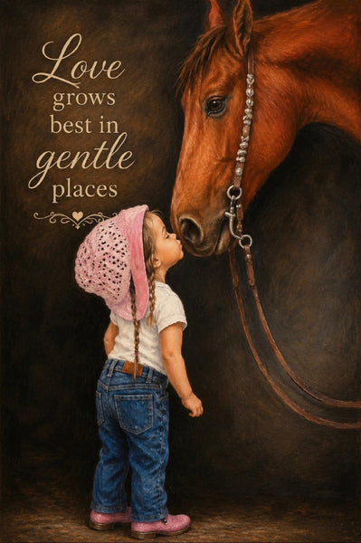 Framed Print 11" X 14" - Boy With His Horse -  (Healing Art)