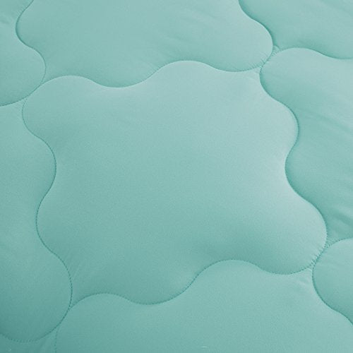 Comfort Spaces – Vixie Reversible Down Alternative Comforter Mini Set - 3 Piece – Aqua and Grey – Stitched Geometrical Pattern – Full/Queen size, includes 1 Comforter, 2 Shams