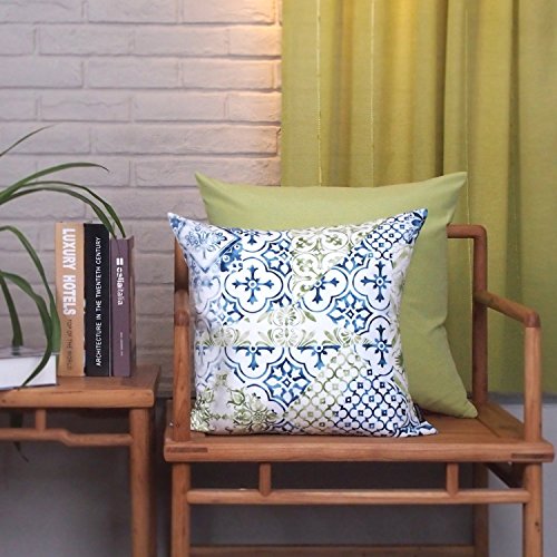 Phantoscope New Living Blue&Green Decorative Throw Pillow Case Cushion Cover Set of 4