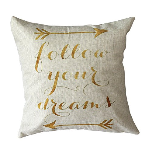 BPFY 4 Pack Home Decor Unique Letters Pattern Sofa Throw Pillow Case Set of 4 Cushion Cover 18 x 18 Inch Cotton Linen