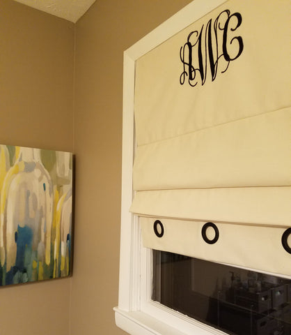 $228.00 Roman Shade with Decorative Grommets & Monogrammed #3P111