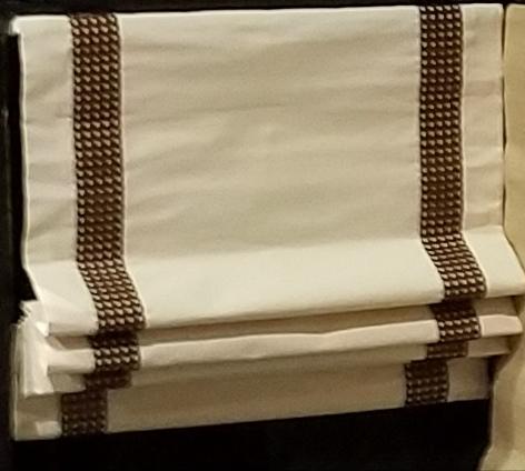 $199.00 Roman Shade with Leather Strapping #5P107