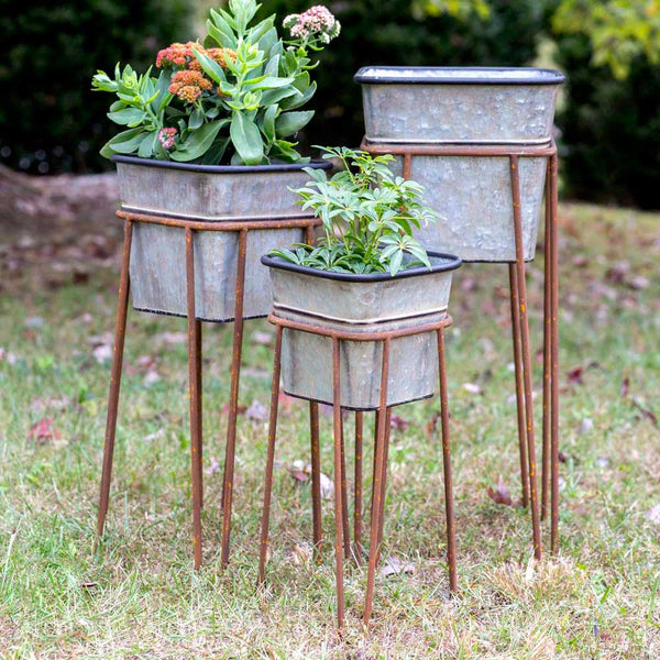 Set of Three Square Bins with  Stands (3)