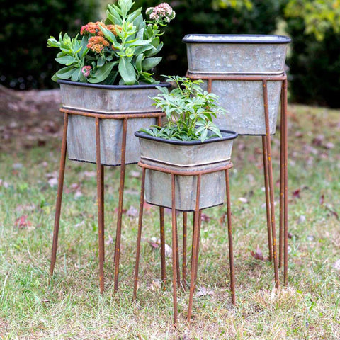 Set of Three Square Bins with  Stands (3)